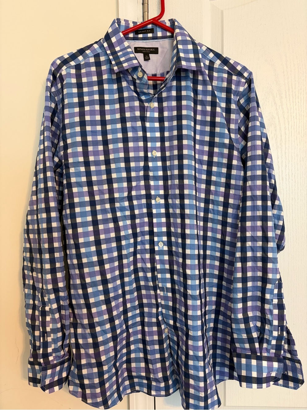 Banana Republic Blue and White Check Dress Shirt